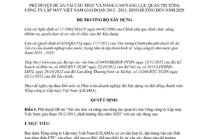 Quyết định 26/QĐ-BXD năm 2013 phê duyệt Đề án Tái cấu trúc nâng cao năng lực