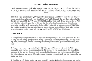 Chương trình phối hợp 34/CTr-BGDĐT-HNVVN phát triển văn học trong nhà trường