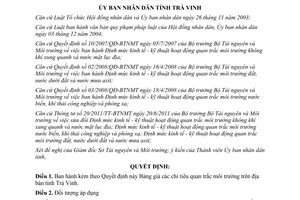 Quyết định 03/2013/QĐ-UBND bảng giá các chỉ tiêu quan trắc môi trường Trà Vinh