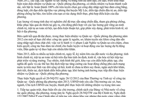 Chỉ thị 02/2013/CT-UBND thực hiện nhiệm vụ Quân sự Quốc phòng 2013 Nam Định