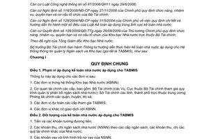 Thông tư 08/2013/TT-BTC hướng dẫn thực hiện kế toán nhà nước áp dụng Hệ thống