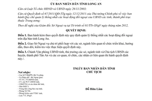 Quyết định 04/2012/QĐ-UBND quản lý thống nhất hoạt động đối ngoại Long An