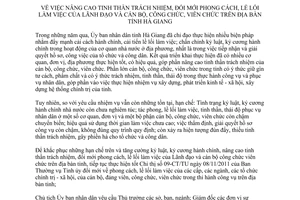 Chỉ thị 02/CT-UBND 2013 tinh thần trách nhiệm lề lối làm việc lãnh đạo cán bộ công viên chức Hà Giang