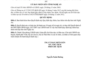 Quyết định 01/2013/QĐ-UBND-VX Quy định dạy học thêm trên địa bàn tỉnh Nghệ An