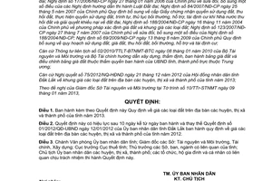 Quyết định 02/2013/QĐ-UBND quy định giá đất trên địa bàn huyện thị xã Đắk Lắk