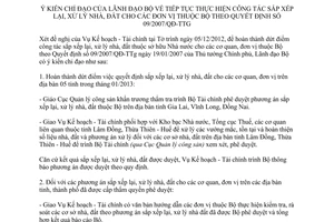 Thông báo 24/TB-BTC ý kiến chỉ đạo của lãnh đạo Bộ tiếp tục thực hiện công tác