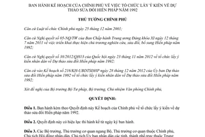 Quyết định 136/QĐ-TTg năm 2013 Kế hoạch tổ chức lấy ý kiến về Dự thảo sửa đổi