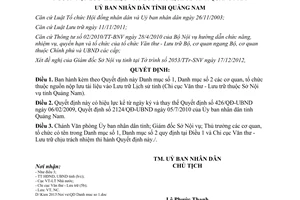 Quyết định 80/QĐ-UBND 2013 Danh mục cơ quan tổ chức nộp lưu tài liệu vào Lưu trữ Lịch sử Quảng Nam