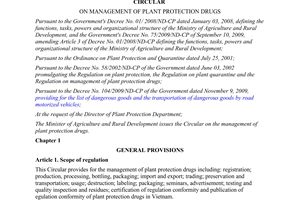 Circular No. 03/2013/TT-BNNPTNT on management of plant protection drugs