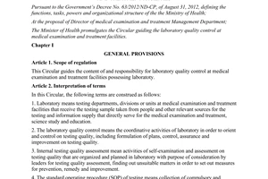 Circular No. 01/2013/TT-BYT guiding the laboratory quality control at medical
