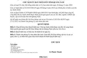 Quyết định 102/QĐ-UBND năm 2013 công bố thủ tục hành chính Sở GTVT Quảng Nam