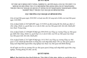 Quyết định 35/QĐ-HQBD năm 2013 chức năng nhiệm vụ quyền hạn cơ cấu mối quan hệ