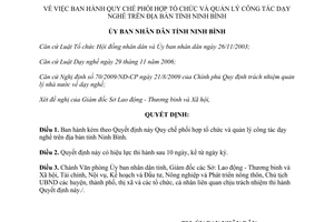 Quyết định 02/2013/QĐ-UBND Quy chế phối hợp tổ chức và quản lý công tác dạy nghề