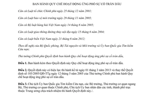 Quyết định 02/2012/QĐ-TTg Quy chế hoạt động ứng phó sự cố tràn dầu