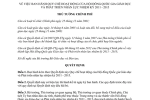 Quyết định 163/QĐ-TTg năm 2013 Quy chế hoạt động của Hội đồng Quốc gia Giáo dục