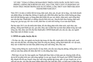 Chỉ thị 05/CT-UBND năm 2013 tăng cường phát triển chăn nuôi thủy sản Hà Nội