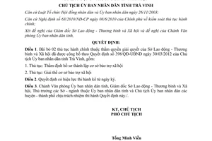 Quyết định 90/QĐ-UBND năm 2013 bãi bỏ thủ tục hành chính tỉnh Trà Vinh