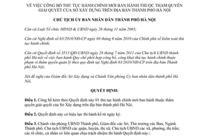 Quyết định 391/QĐ-UBND năm 2013 công bố thủ tục hành chính Sở Xây dựng Hà Nội