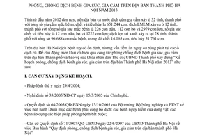 Kế hoạch 11/KH-UBND năm 2013 phòng chống dịch bệnh gia súc gia cầm Hà Nội 2013