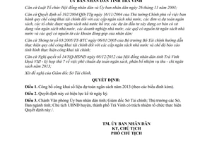 Quyết định 99/QĐ-UBND công bố công khai dự toán ngân sách năm 2013 Trà Vinh