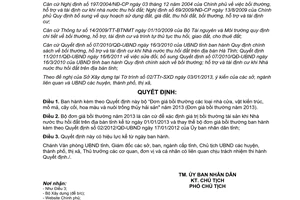 Quyết định 217/QĐ-UBND 2013 Đơn giá bồi thường các loại nhà cửa Hà Tĩnh