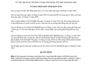 Quyết định 04/2013/QĐ-UBND bổ sung trường địa bàn được xét học sinh bán trú