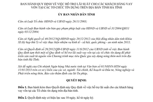Quyết định 03/2013/QĐ-UBND hỗ trợ lãi suất cho khách hàng vay vốn tỉnh Hà Tĩnh