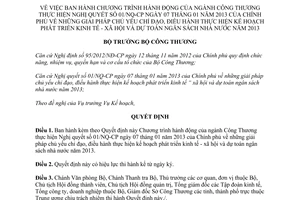 Quyết định 320/QĐ-BCT năm 2013 Chương trình hành động của ngành Công thương
