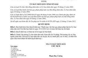 Quyết định 55/QĐ-UB năm 2013 Danh mục văn bản tỉnh Yên bái hết hiệu lực