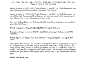 Thông tư 02/2013/TT-BCT nhập khẩu thuốc lá nguyên liệu theo hạn ngạch thuế quan