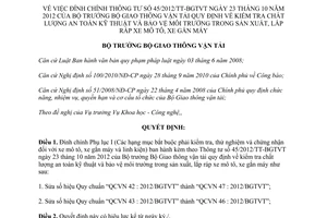 Quyết định 168/QĐ-BGTVT năm 2013 đính chính Thông tư 45/2012/TT-BGTVT