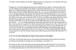 Chỉ thị 01/CT-BYT năm 2013 tăng cường an toàn tiêm chủng giám sát phản ứng
