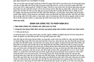 Báo cáo 16/BC-BTP tổng kết công tác tư pháp năm 2012 phương hướng nhiệm vụ 2013