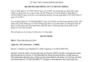 Quyết định 54/QĐ-BTTTT năm 2013 thừa nhận phòng đo kiểm