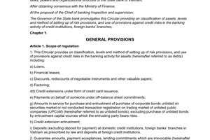 Circular No. 02/2013/TT-NHNN classification of assets, levels