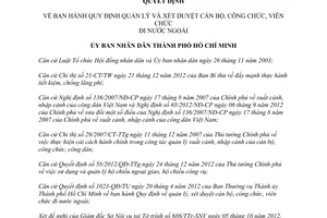 Quyết định 363/QĐ-UBND quản lý xét duyệt cán bộ công chức viên chức đi nước ngoài Hồ Chí Minh