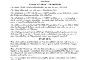 Quyết định 08/2013/QĐ-UBND giá dịch vụ khám chữa bệnh tại Nam Định