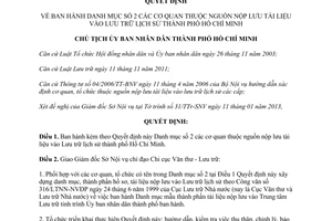 Quyết định 341/QĐ-UBND năm 2013 Danh mục số 2 cơ quan thuộc nguồn nộp lưu