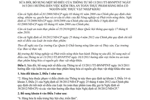 Thông tư 05/2013/TT-BNNPTNT sửa đổi Thông tư 13/2011/TT-BNNPTNT hướng dẫn