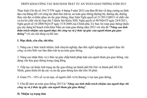 Kế hoạch 09/KH-UBATGTQG 2013 bảo đảm trật tự an toàn giao thông 2013