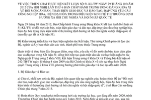 Chỉ thị 02/CT-TTg năm 2013 thực hiện Kết luận 51-KL/TW đổi mới giáo dục đào tạo