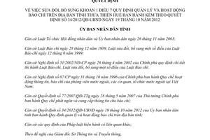 Quyết định 04/2013/QĐ-UBND sửa đổi Quy định quản lý và hoạt động báo chí