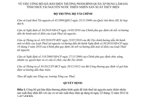 Quyết định 155/QĐ-BTC năm 2013 công bố giá bán điện thương phẩm bình quân