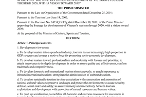 Decision No. 201/QD-TTg approving the master plan on development of Vietnam’s