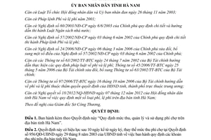 Quyết định 07/2013/QĐ-UBND mức thu quản lý sử dụng phí chợ tỉnh Hà Nam