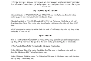 Quyết định 99/QĐ-BXD năm 2013 thành lập Ban Điều hành và phân công nhiệm vụ