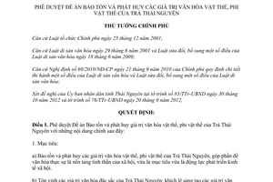Quyết định 203/QĐ-TTg năm 2013 phê duyệt Đề án Bảo tồn phát huy giá trị văn hóa