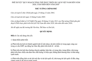 Quyết định 201/QĐ-TTg năm 2013 phê duyệt Quy hoạch tổng thể phát triển du lịch