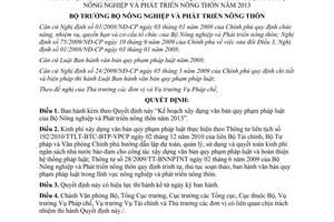 Quyết định 149/QĐ-BNN-PC năm 2013 Kế hoạch xây dựng văn bản của Bộ nông nghiệp