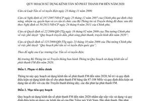 Thông tư 04/2013/TT-BTTTT Quy hoạch sử dụng kênh tần số phát thanh FM đến 2020